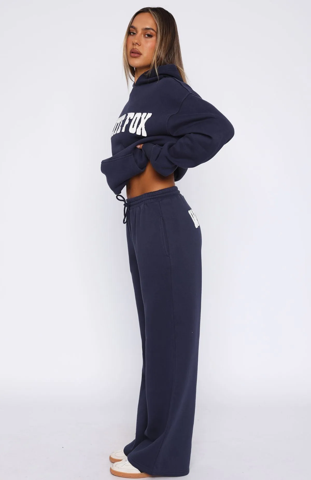 Shout It Out Wide Leg Sweatpants Navy sold by White Fox Boutique product image thumbnail 3
