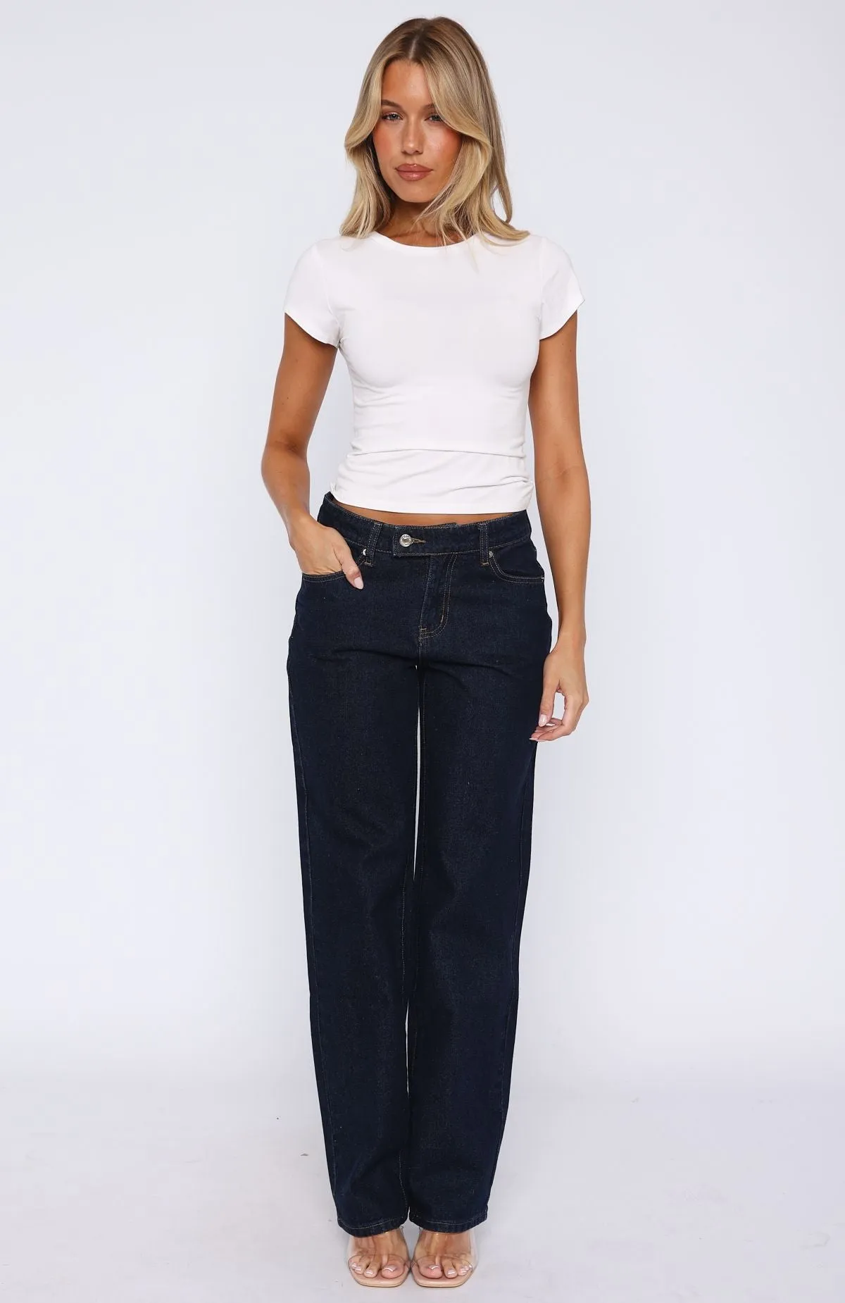 Bethany Mid Rise Straight Leg Jeans Indigo sold by White Fox Boutique product image thumbnail 2
