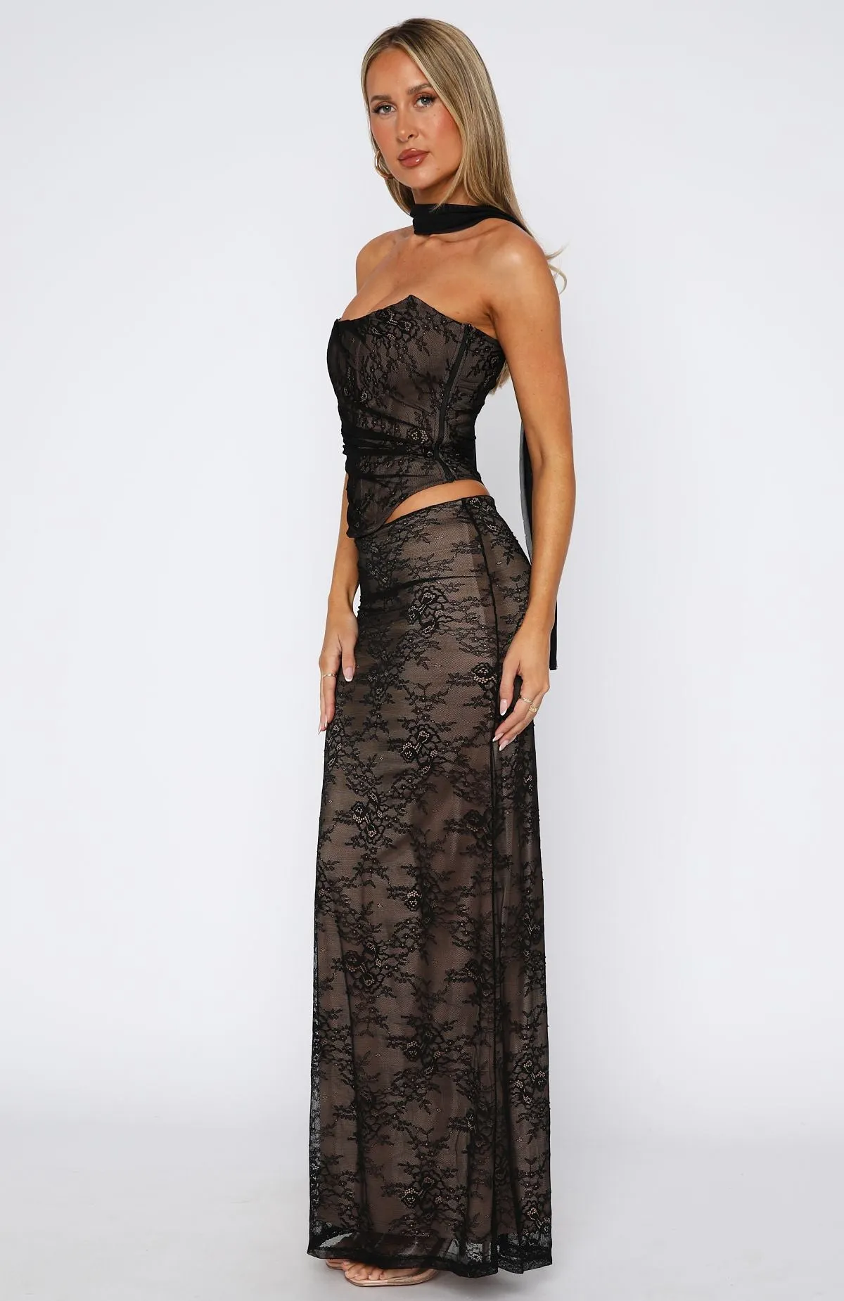Forever After Lace Maxi Skirt Black sold by White Fox Boutique product image thumbnail 4