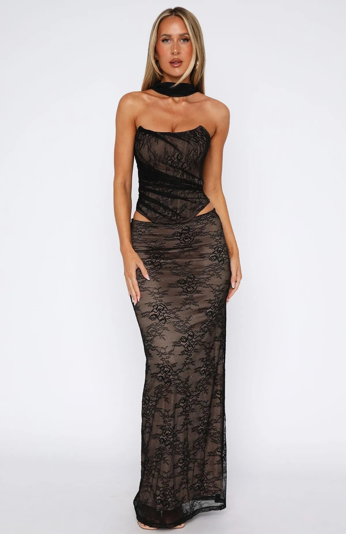 Forever After Lace Maxi Skirt Black sold by White Fox Boutique product image thumbnail 3