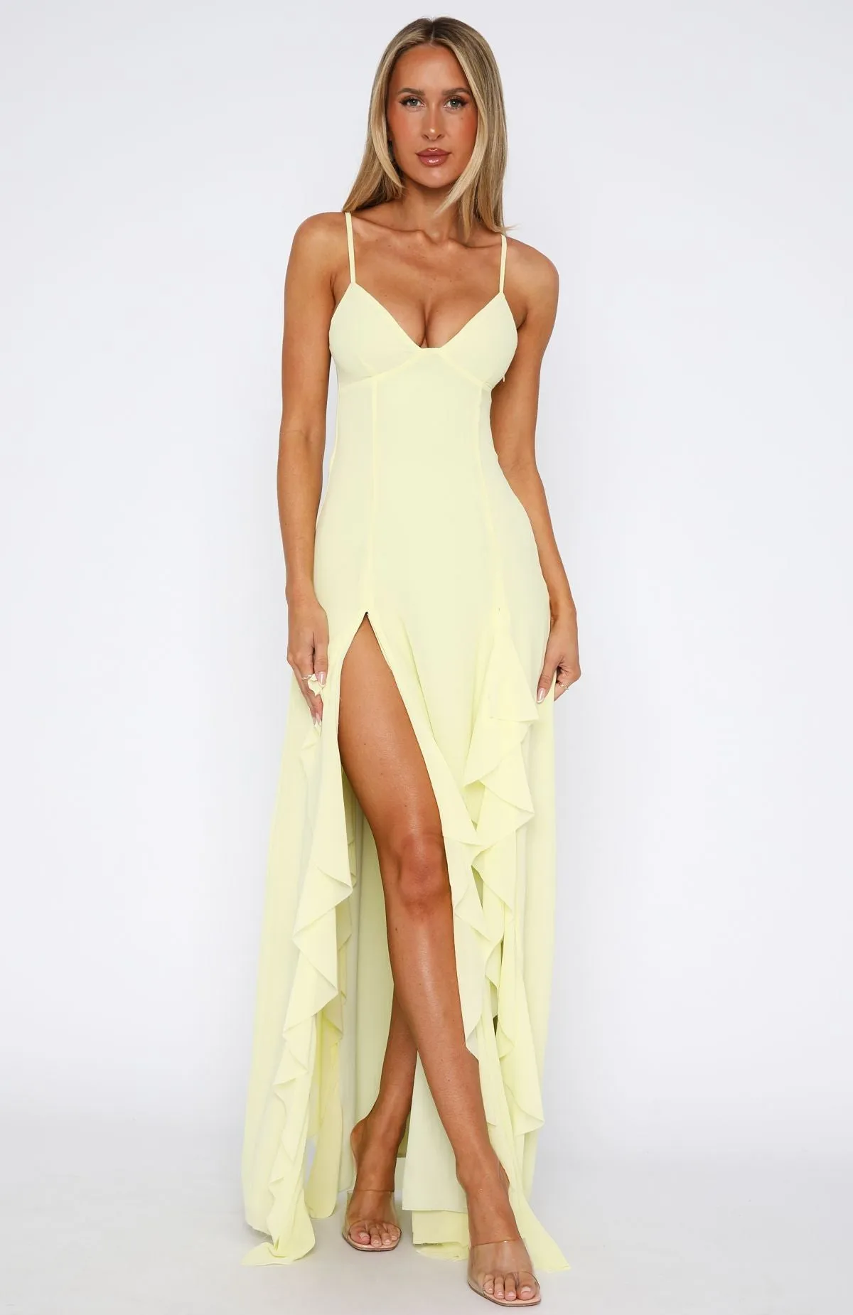 Summer Solstice Maxi Dress Lemon sold by White Fox Boutique product image thumbnail 3