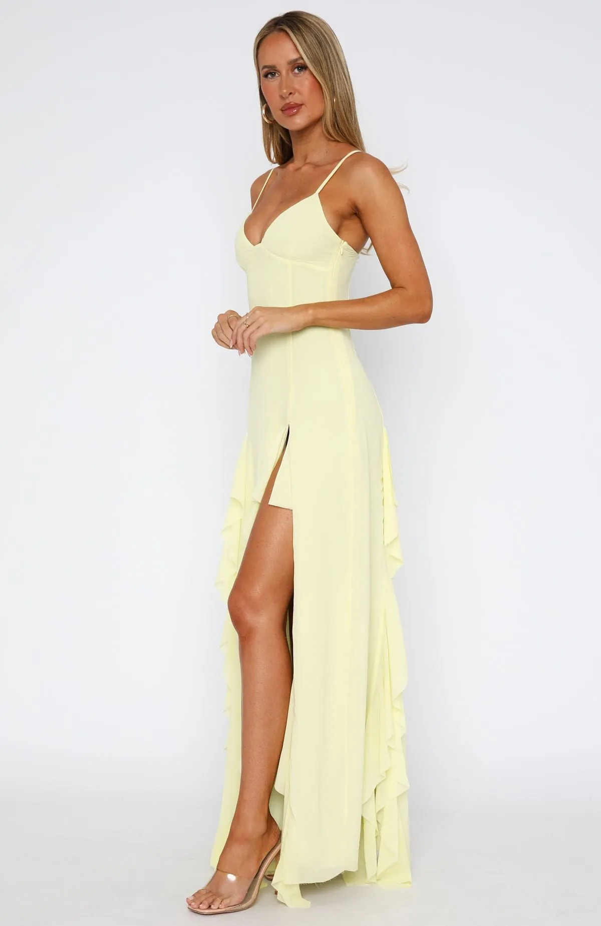 Summer Solstice Maxi Dress Lemon sold by White Fox Boutique product image thumbnail 4