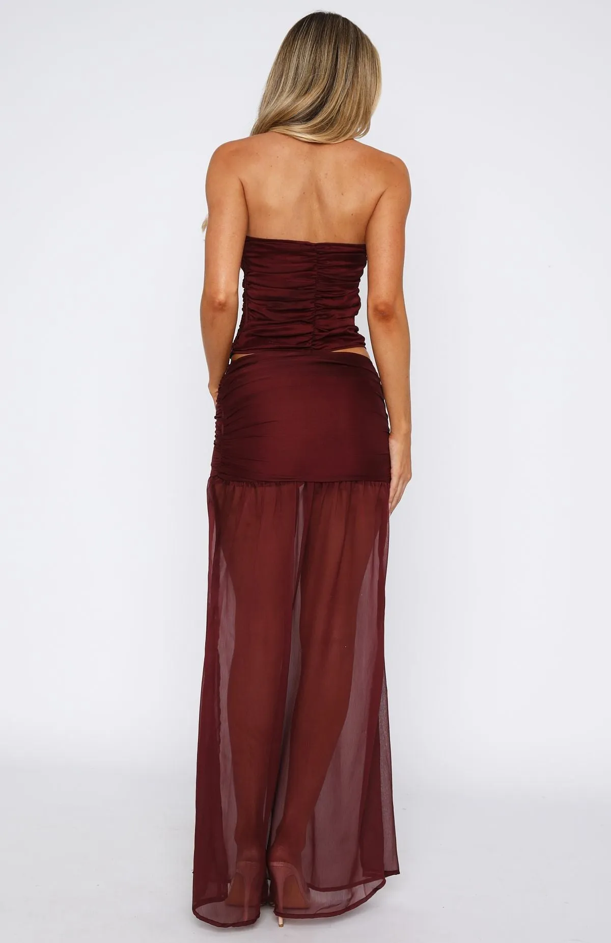 On Stage Maxi Skirt Burgundy sold by White Fox Boutique product image thumbnail 4