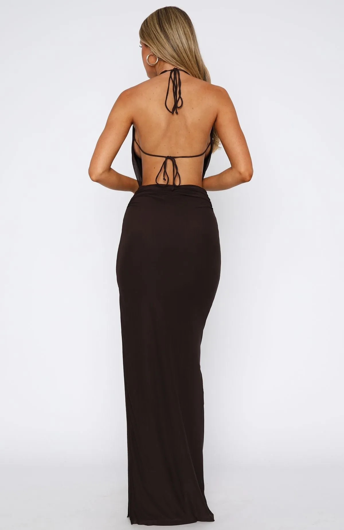 Neither One Of Us Maxi Dress Chocolate sold by White Fox Boutique product image thumbnail 5