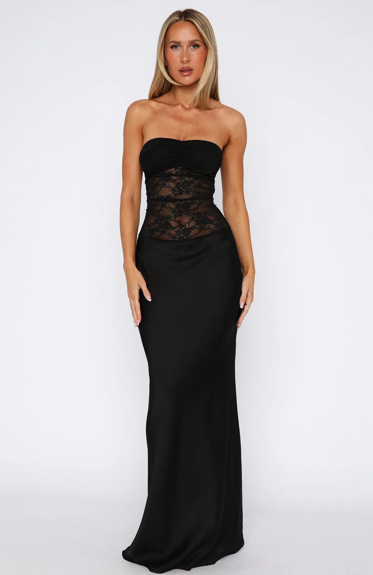 Fall In Love With You Strapless Maxi Dress Black sold by White Fox Boutique product image thumbnail 3