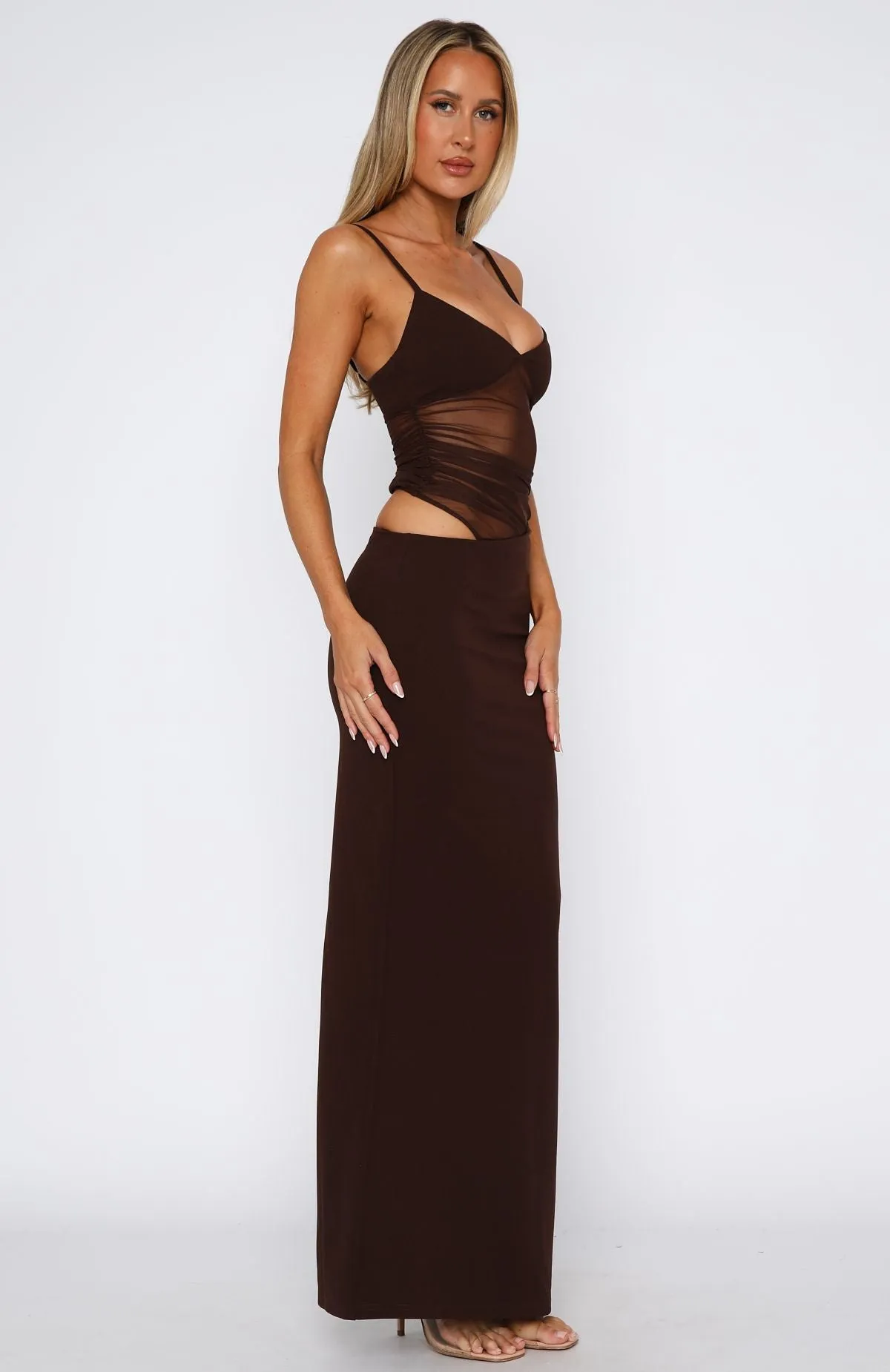 Call Me Up Maxi Dress Chocolate sold by White Fox Boutique product image thumbnail 4