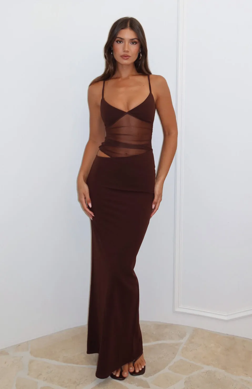 Call Me Up Maxi Dress Chocolate sold by White Fox Boutique