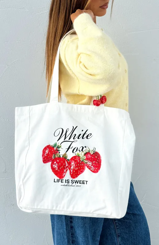 Life Is Sweet Tote Bag Off White sold by White Fox Boutique