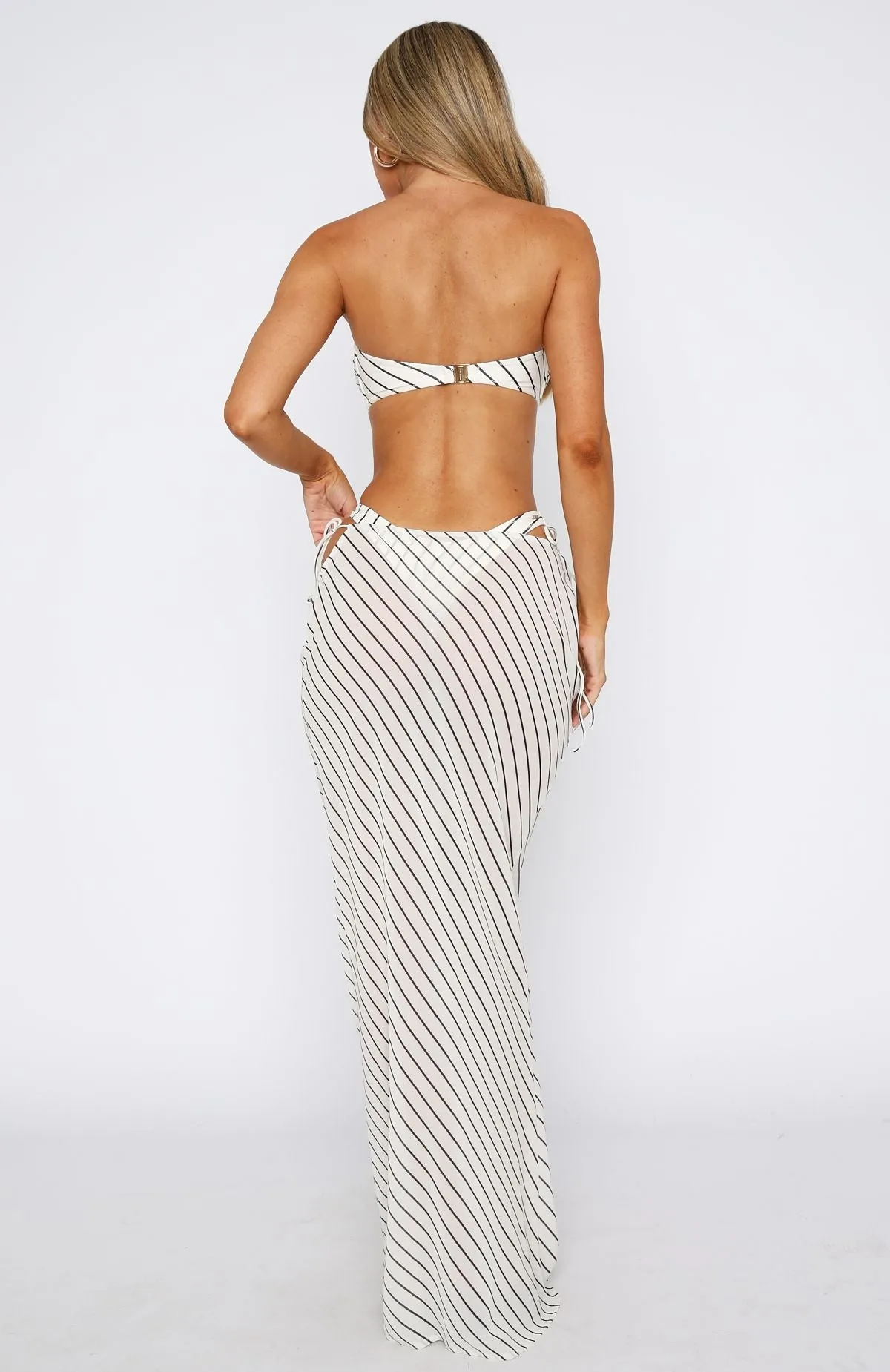 Luminous Maxi Skirt Cream/Choc Stripe sold by White Fox Boutique product image thumbnail 4