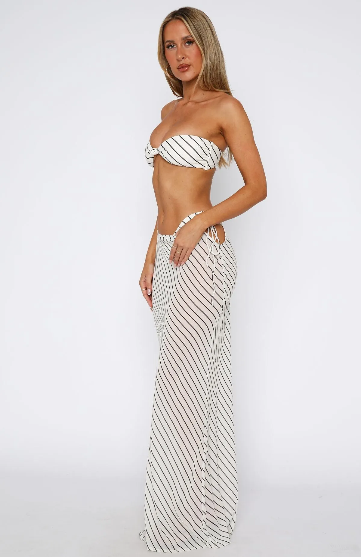 Luminous Maxi Skirt Cream/Choc Stripe sold by White Fox Boutique product image thumbnail 3