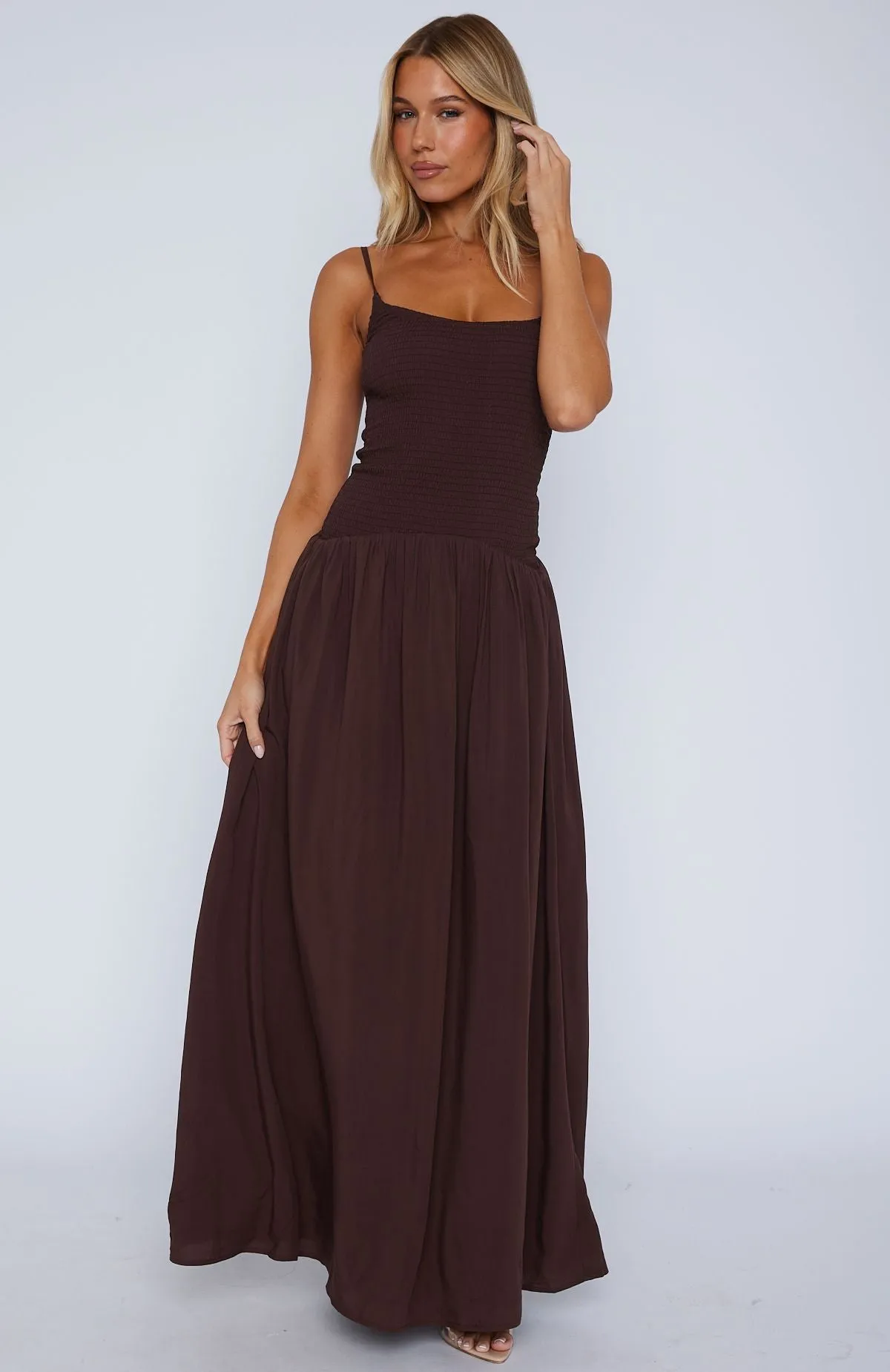 Too Many Questions Maxi Dress Chocolate sold by White Fox Boutique product image thumbnail 2
