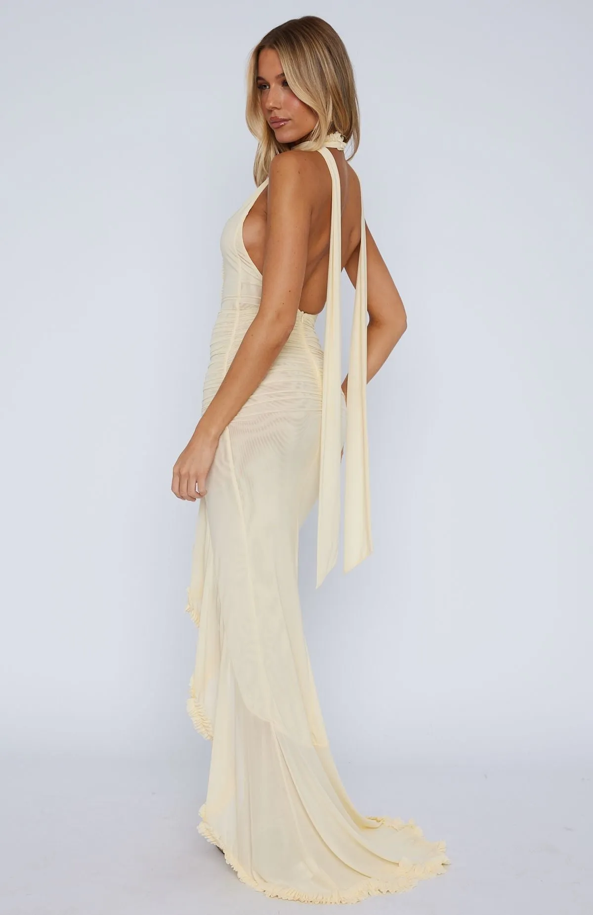 Let It Ride Halter Maxi Dress Lemon sold by White Fox Boutique product image thumbnail 5