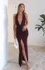 Keep Me Close Maxi Dress Chocolate sold by White Fox Boutique