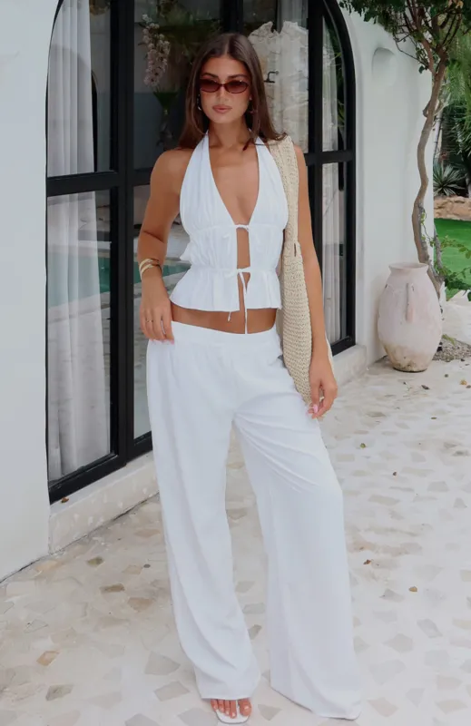 Further Away Pants White made by White Fox Boutique