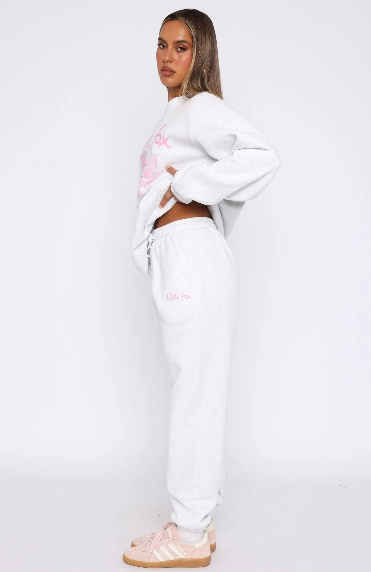 Pick You A Flower Sweatpants Grey Marle sold by White Fox Boutique product image thumbnail 3