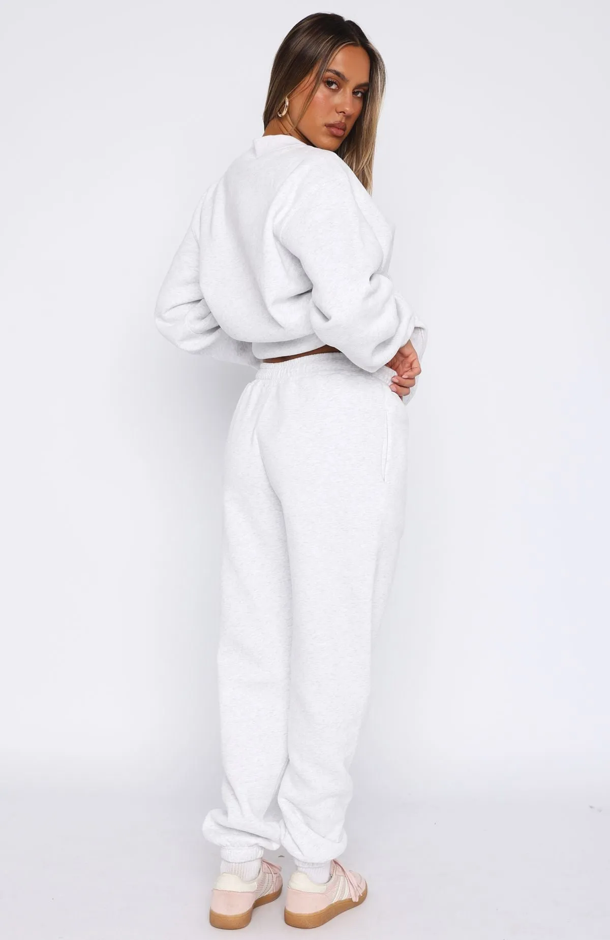 Pick You A Flower Sweatpants Grey Marle sold by White Fox Boutique product image thumbnail 4