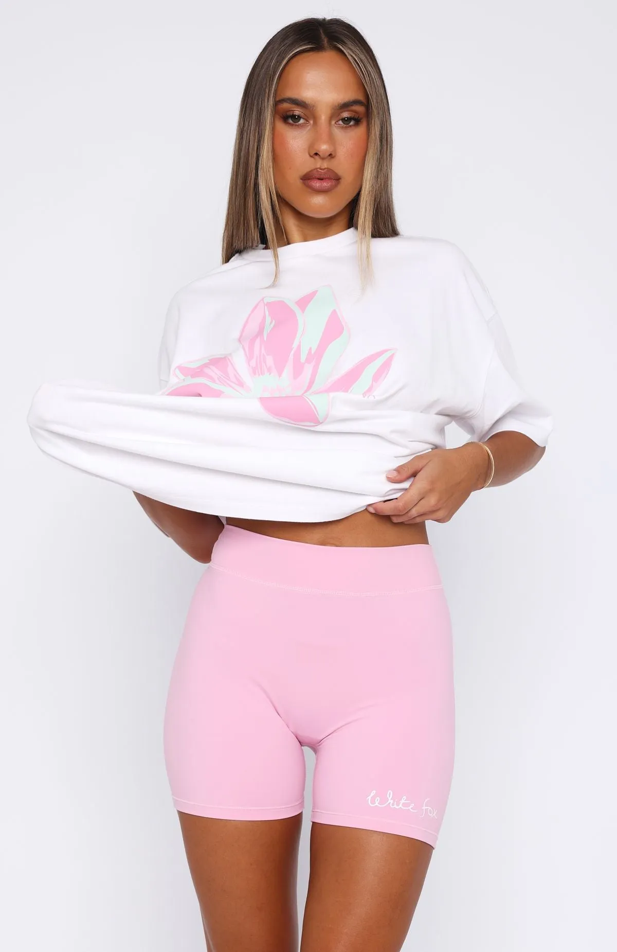 Pick You A Flower Bike Shorts Pink sold by White Fox Boutique product image thumbnail 2