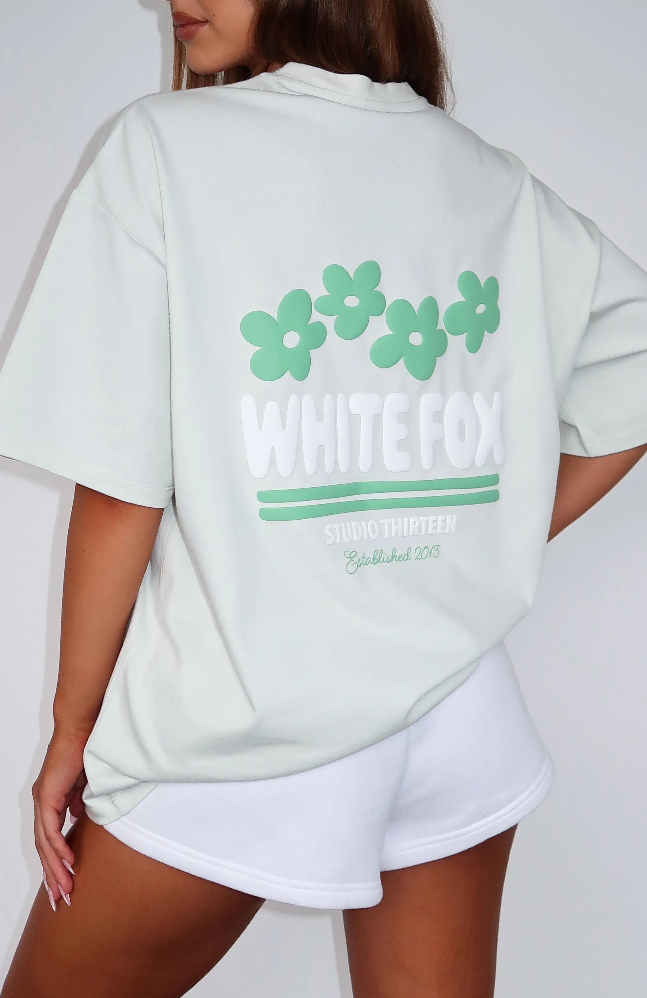 Tropic Time Oversized Tee Sage sold by White Fox Boutique