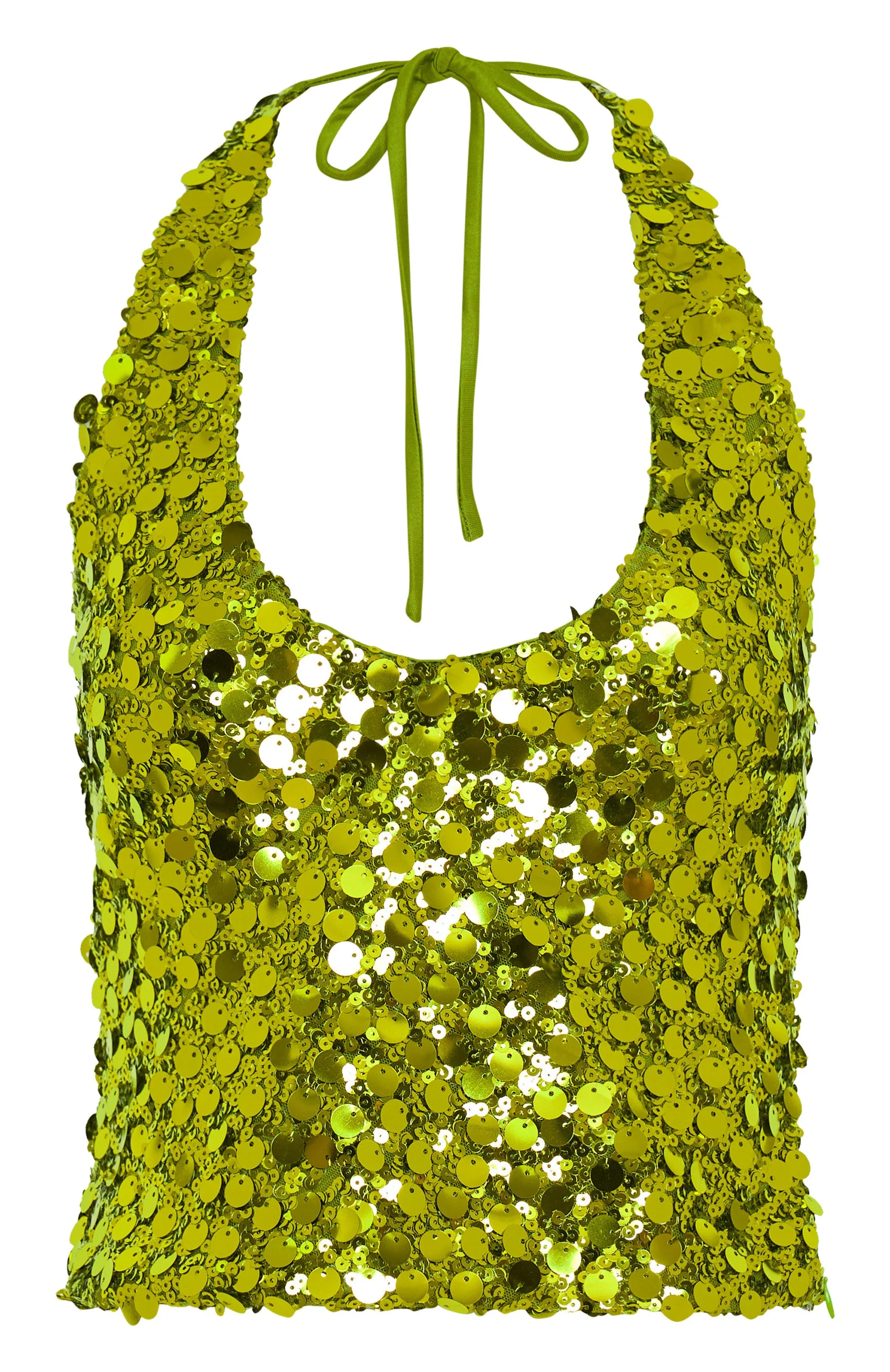 Just Over You Sequin Halter Top Kiwi sold by White Fox Boutique product image thumbnail 5