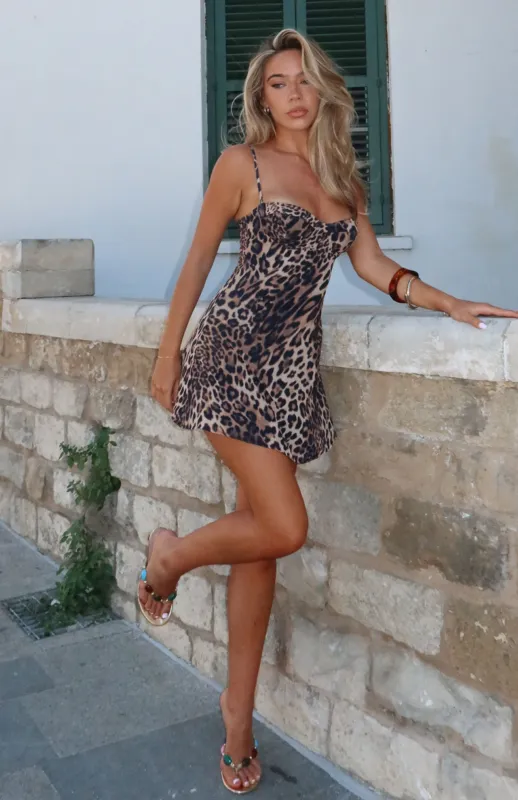 In The Back Of My Mind Mini Dress Leopard sold by White Fox Boutique