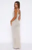 Marine Mist Sequin Knit Maxi Dress Champagne sold by White Fox Boutique