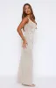Marine Mist Sequin Knit Maxi Dress Champagne sold by White Fox Boutique