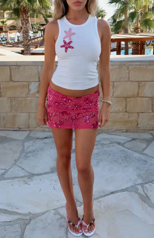 Capri Cove Beaded Mini Skirt Pink sold by White Fox Boutique