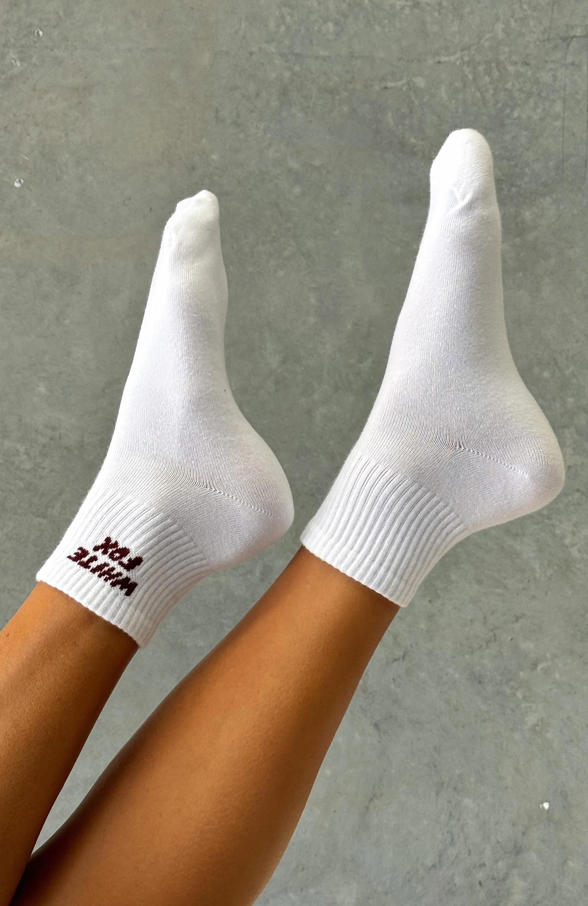 Offstage Socks White/Burgundy sold by White Fox Boutique