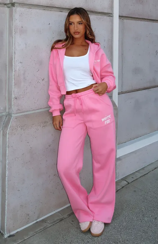 Offstage Wide Leg Sweatpants Bubblegum sold by White Fox Boutique