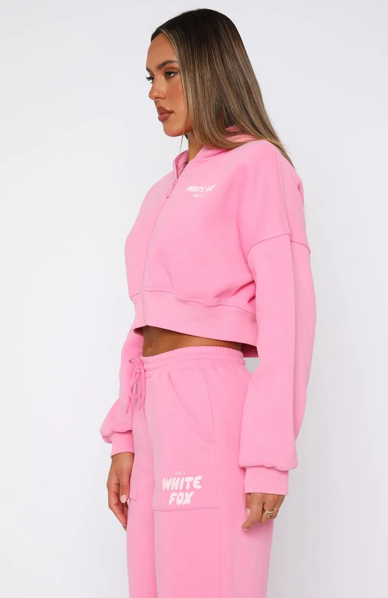 Offstage Cropped Zip Hoodie Bubblegum sold by White Fox Boutique product image thumbnail 3