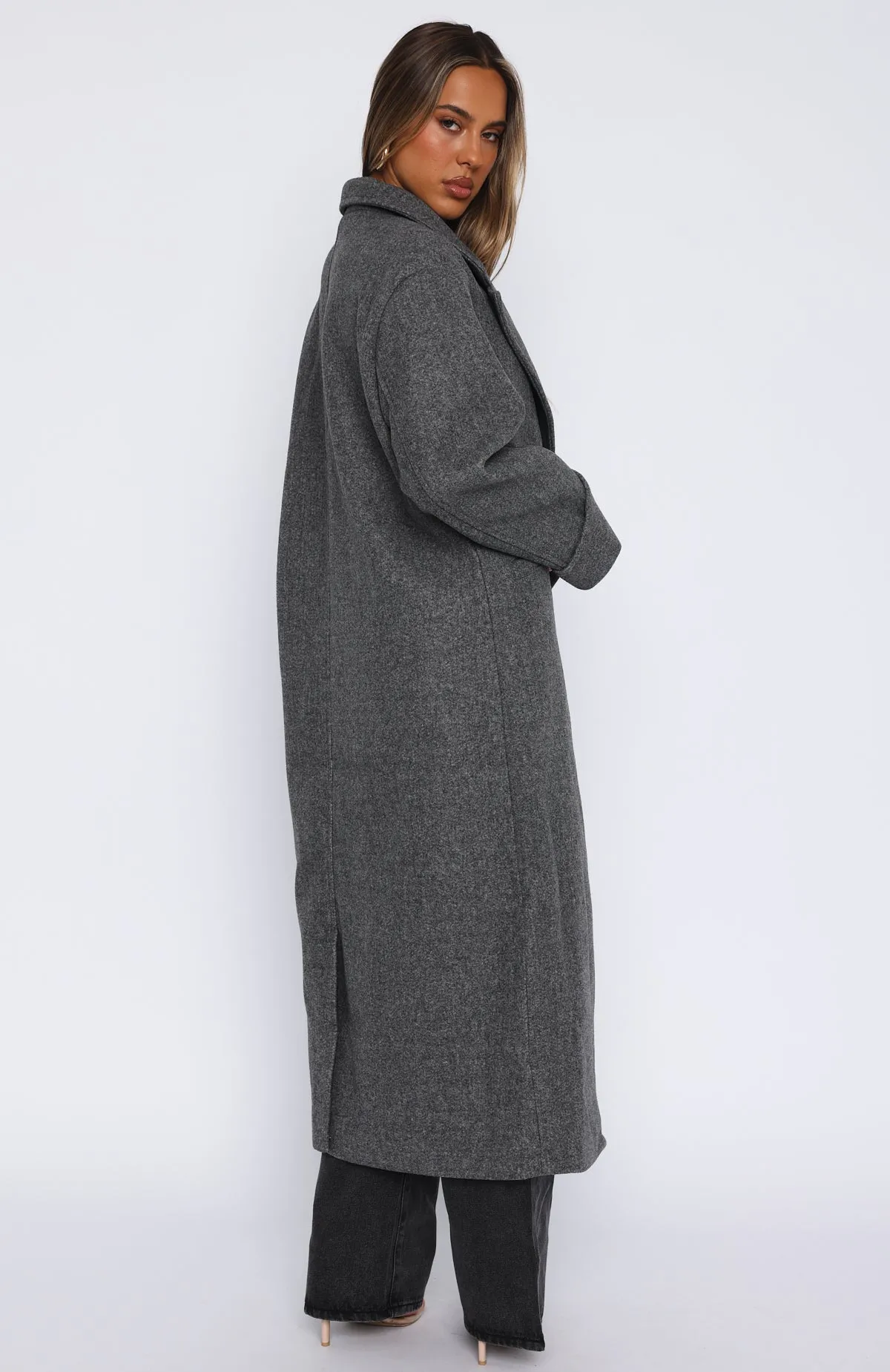 Winter Holiday Oversized Coat Charcoal sold by White Fox Boutique product image thumbnail 4