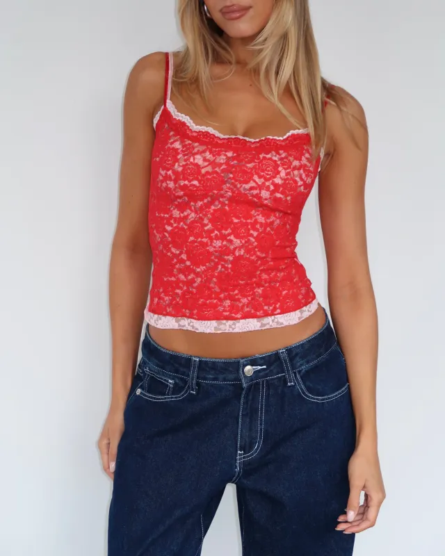 Lots Of Lust Lace Cami Red sold by White Fox Boutique