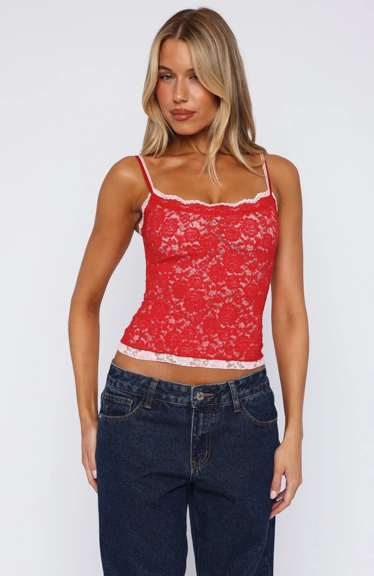 Lots Of Lust Lace Cami Red sold by White Fox Boutique product image thumbnail 2