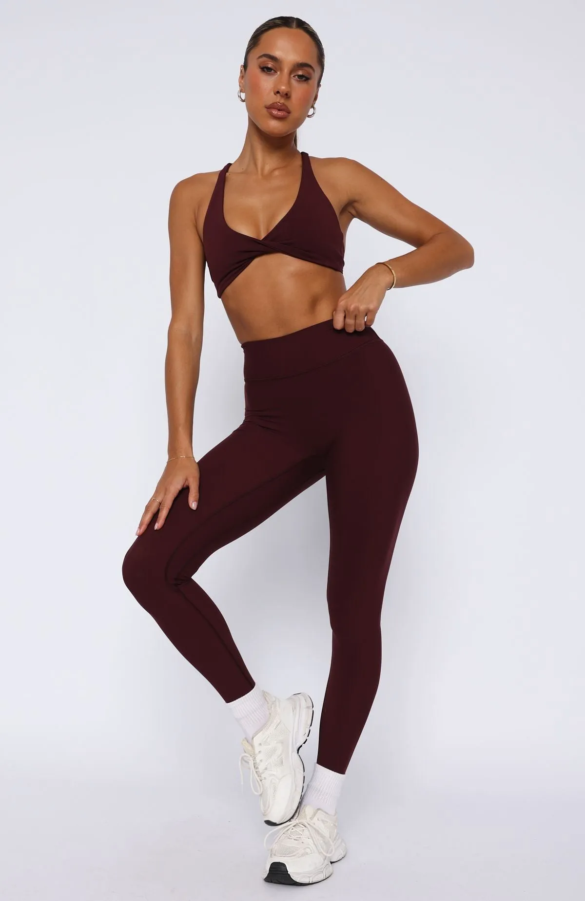 Go Getter High Waisted Leggings Merlot sold by White Fox Boutique product image thumbnail 2