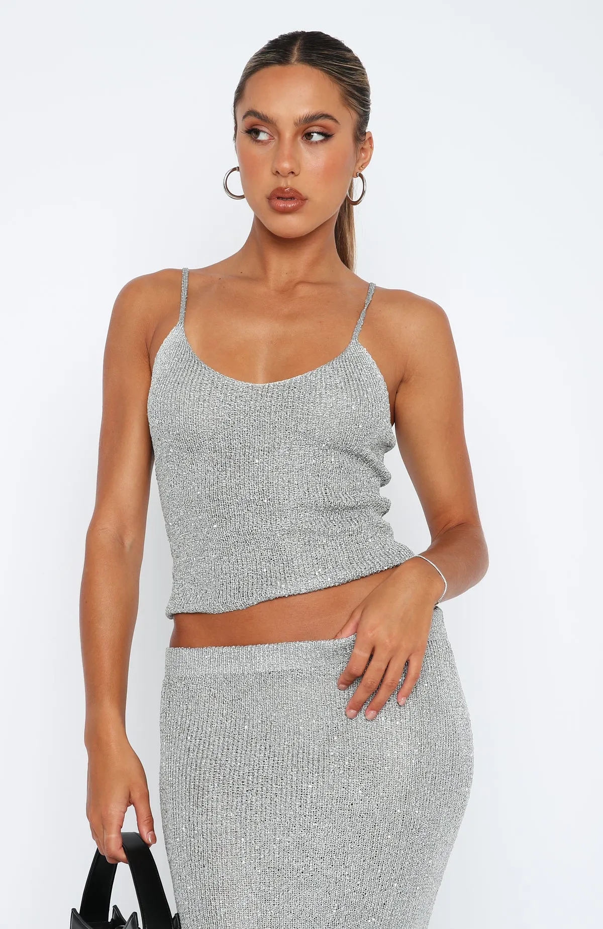 Love Galore Sequin Knit Top Grey sold by White Fox Boutique product image thumbnail 2