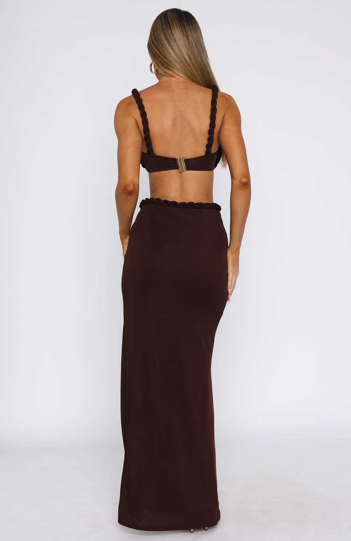 Serenade Me Maxi Skirt Chocolate sold by White Fox Boutique product image thumbnail 4
