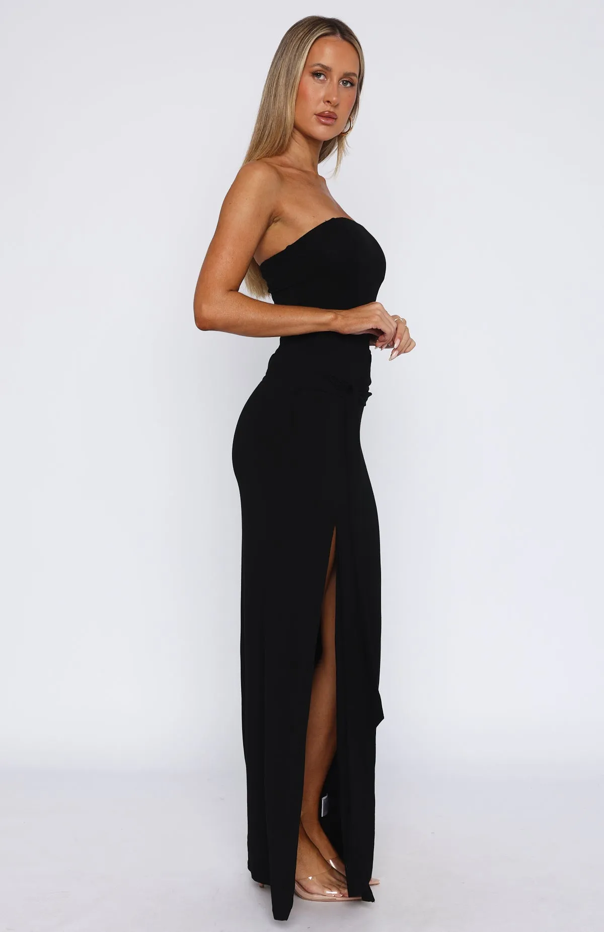 Deep In My Heart Strapless Maxi Dress Black sold by White Fox Boutique product image thumbnail 3