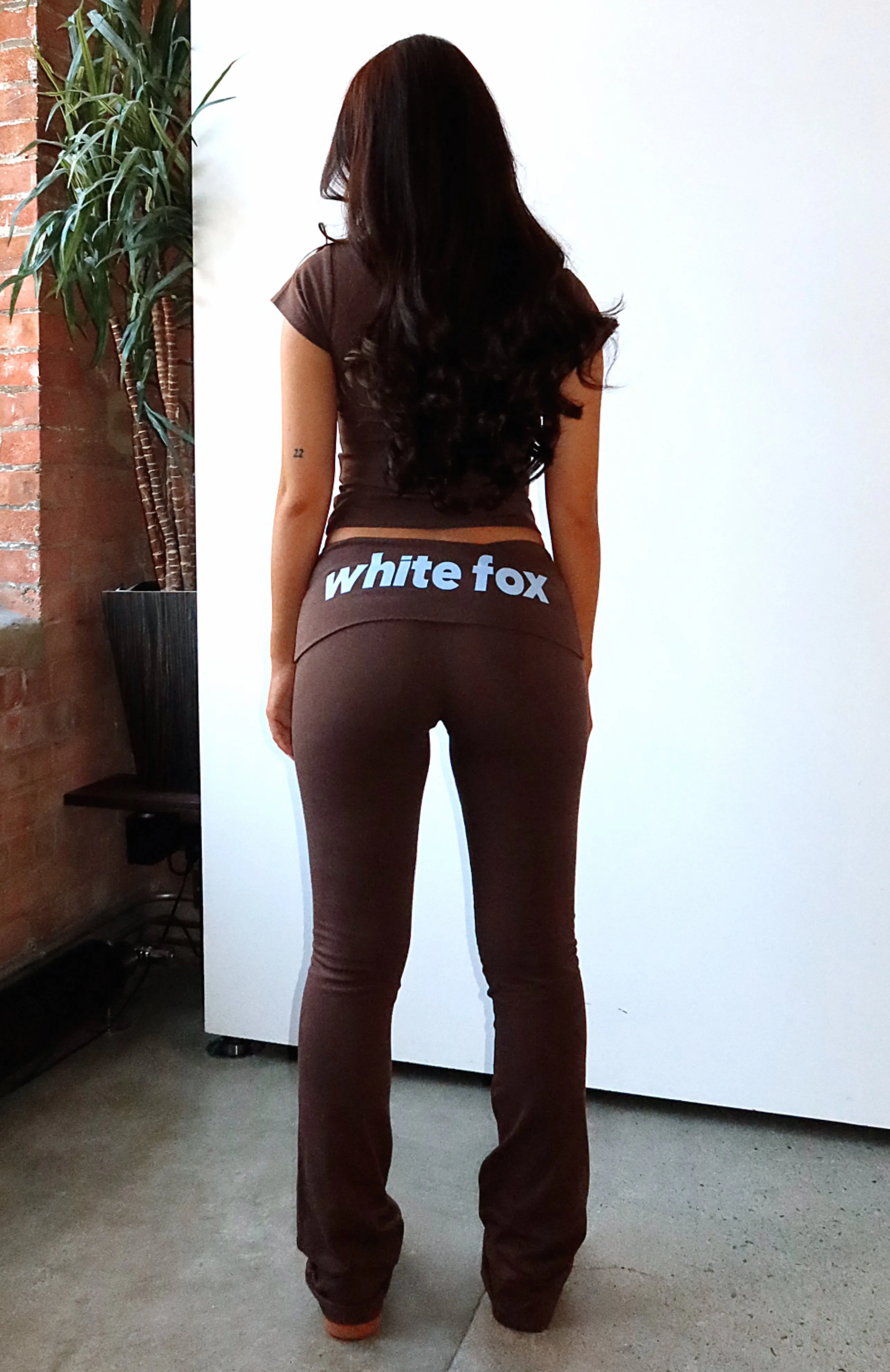 From The Archives Gigi Fold Over Flare Pants Chocolate sold by White Fox Boutique