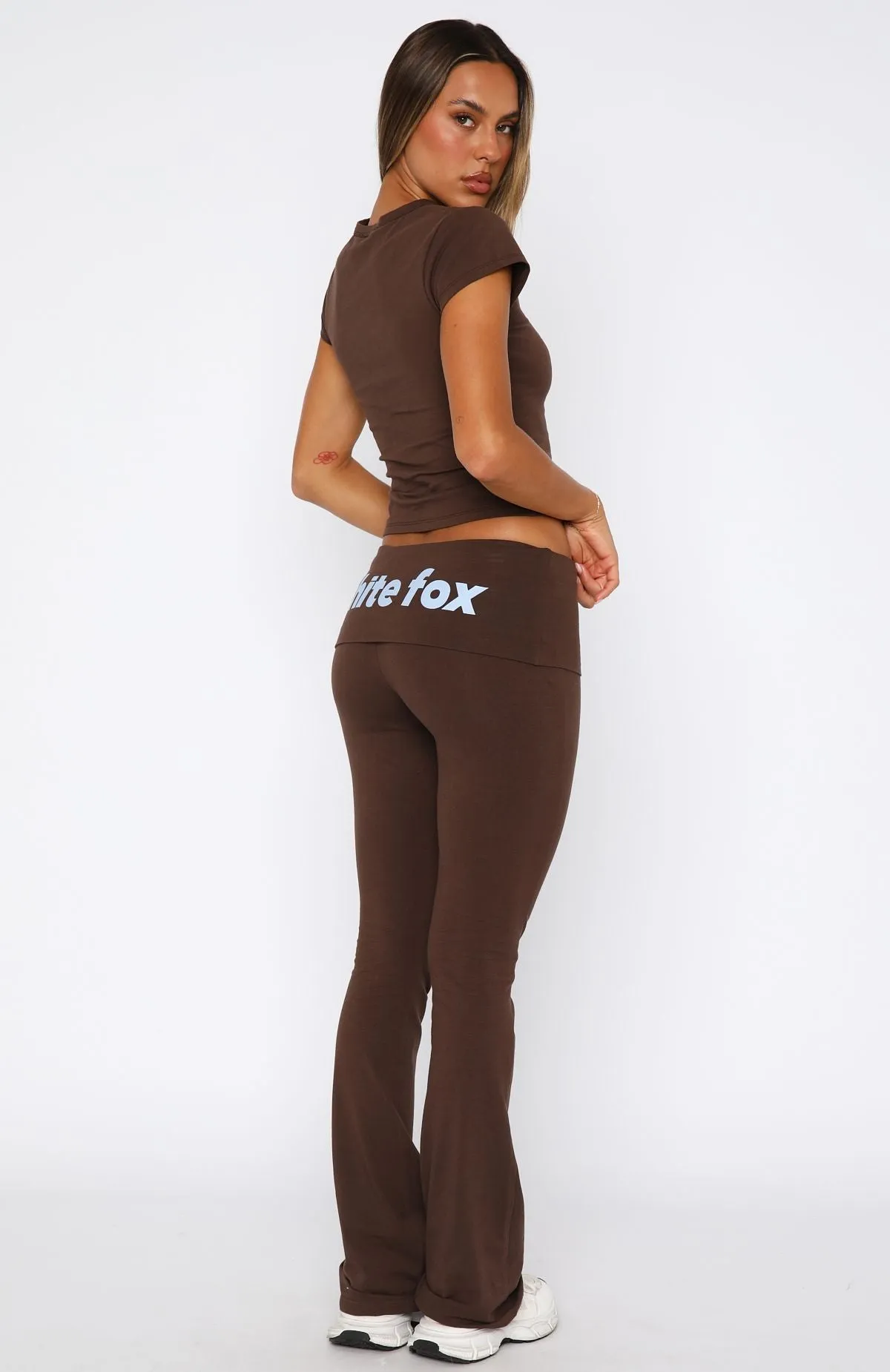 From The Archives Gigi Fold Over Flare Pants Chocolate sold by White Fox Boutique product image thumbnail 4