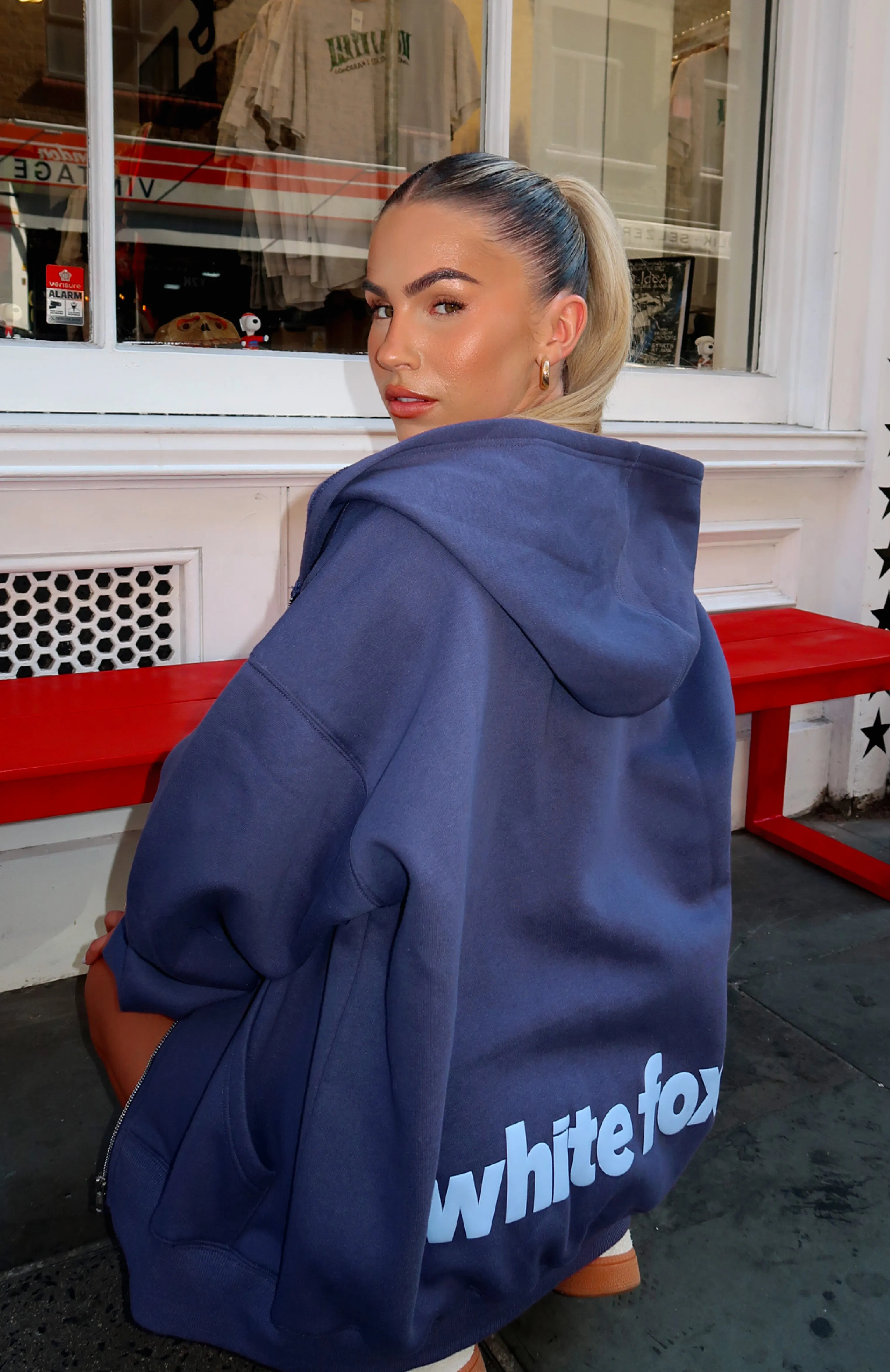 From The Archives Charli Zip Front Hoodie Navy sold by White Fox Boutique