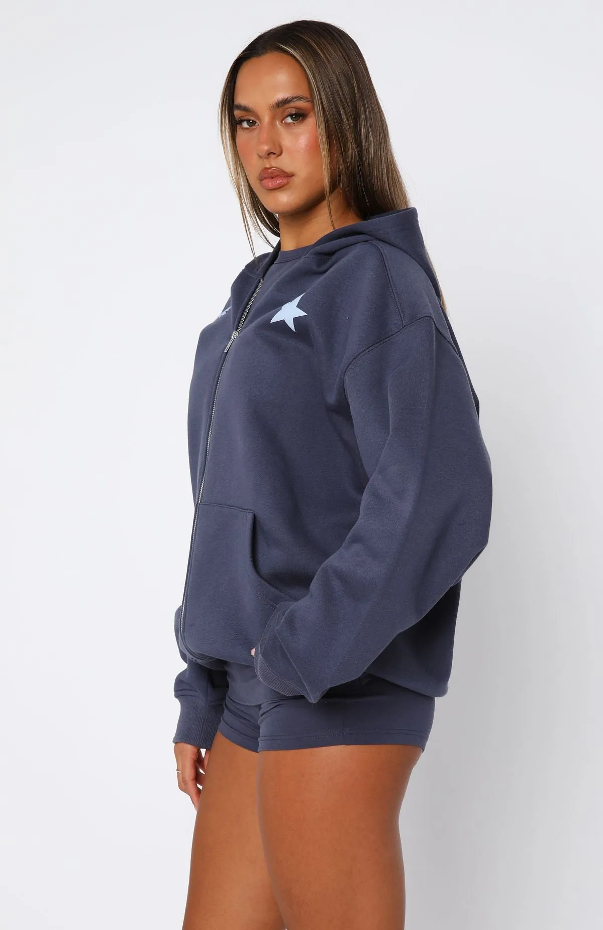 From The Archives Charli Zip Front Hoodie Navy sold by White Fox Boutique product image thumbnail 3