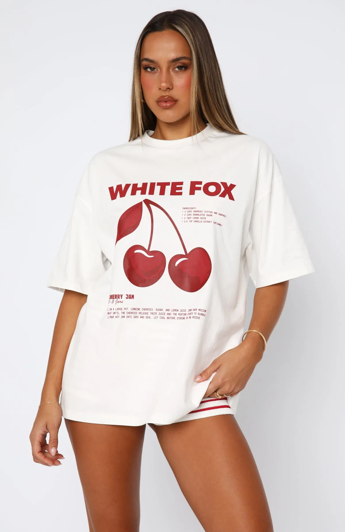 Cherry Jam Oversized Tee White sold by White Fox Boutique product image thumbnail 2
