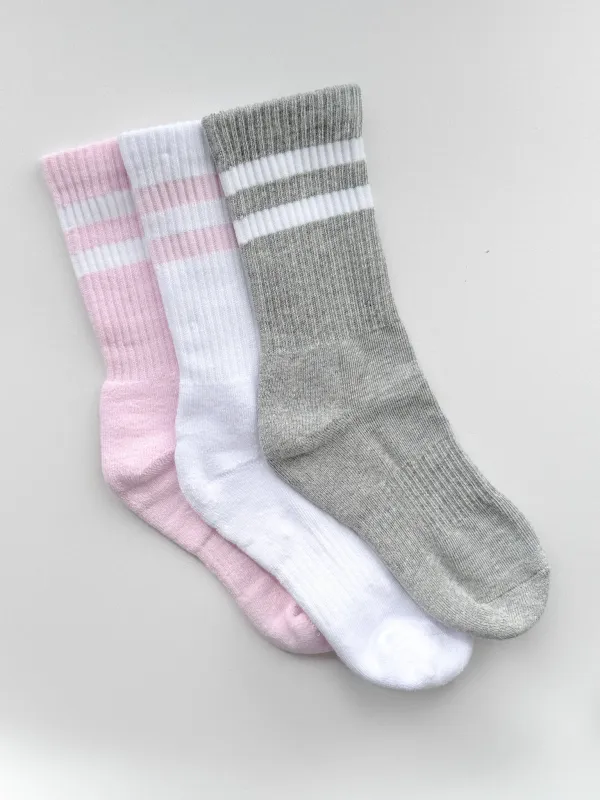 Wanna Be Close Socks Grey/White/Pink made by White Fox Boutique