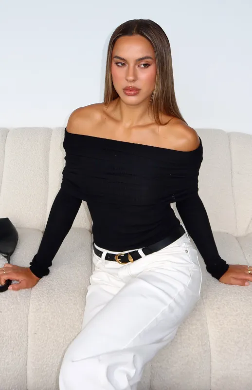 Take The Reigns Long Sleeve Top Black made by White Fox Boutique