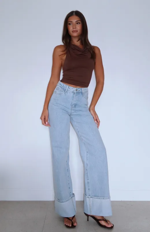 Ellie High Rise Wide Leg Jeans Glacier Blue sold by White Fox Boutique