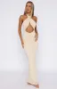 Set For Life Halter Maxi Dress Champagne sold by White Fox Boutique