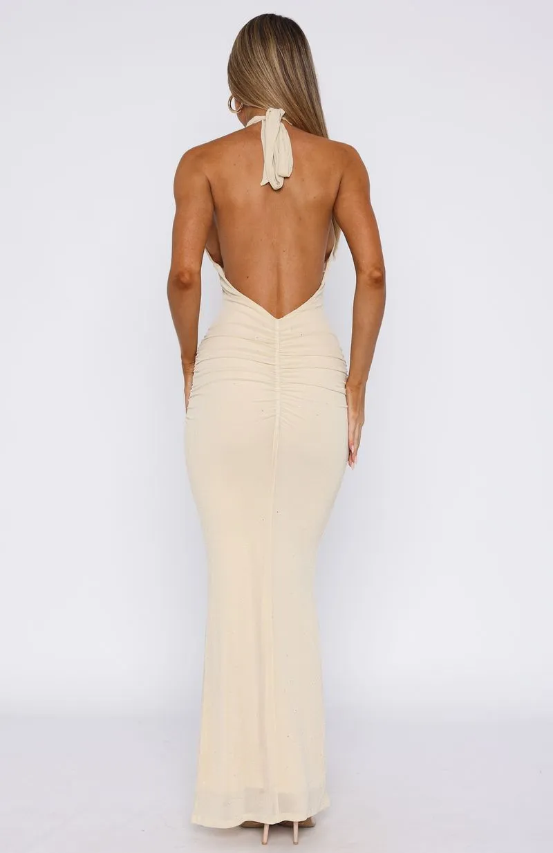 Set For Life Halter Maxi Dress Champagne sold by White Fox Boutique product image thumbnail 4