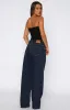 Maeve Low Rise Wide Leg Jeans Dark Blue sold by White Fox Boutique