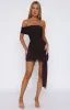 All Mixed Up One Shoulder Mini Dress Chocolate sold by White Fox Boutique