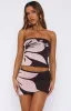 In Bloom Knit Mini Skirt Choc/Blush Floral sold by White Fox Boutique
